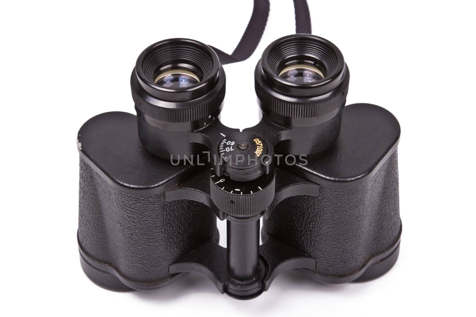 Black binoculars isolated on white  by dimol
