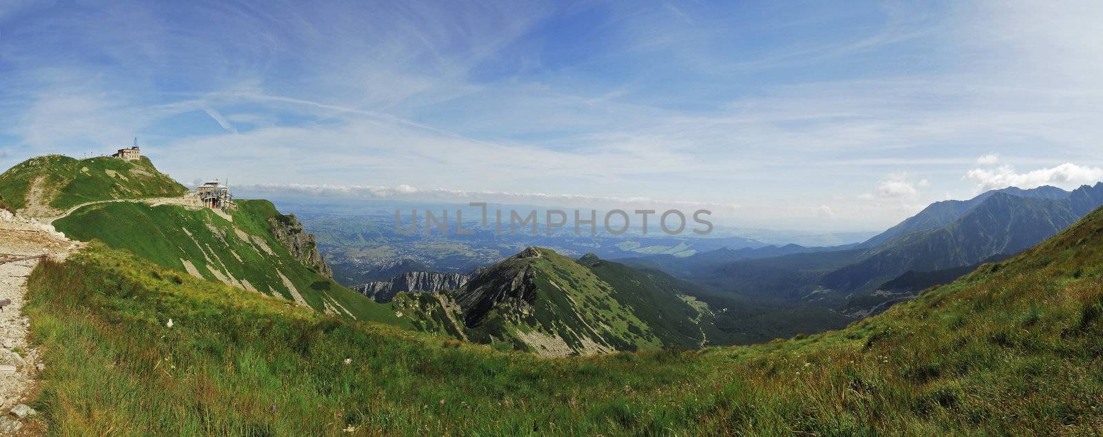View on Zakopane city from Kasprowy Peak. Summer.