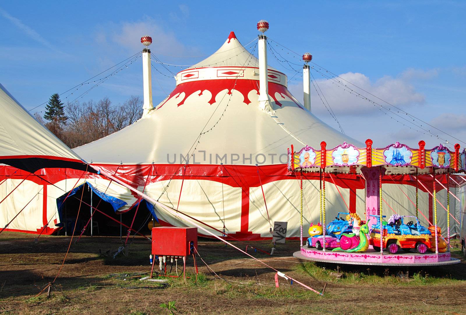 Circus tents in Prague with children carousel