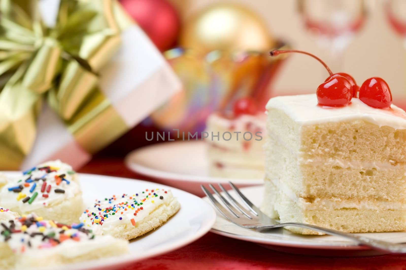 Cake and presents, birthday or Christmas theme by jarenwicklund