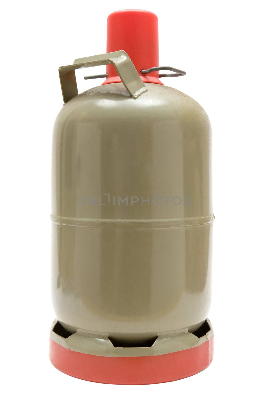 Metal gas cylinder isolated on a white background.