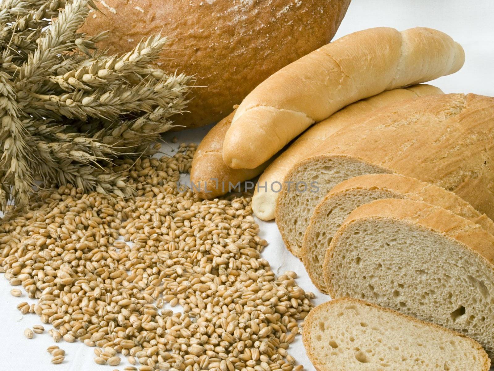 Cereal and bakery products isolated on a white