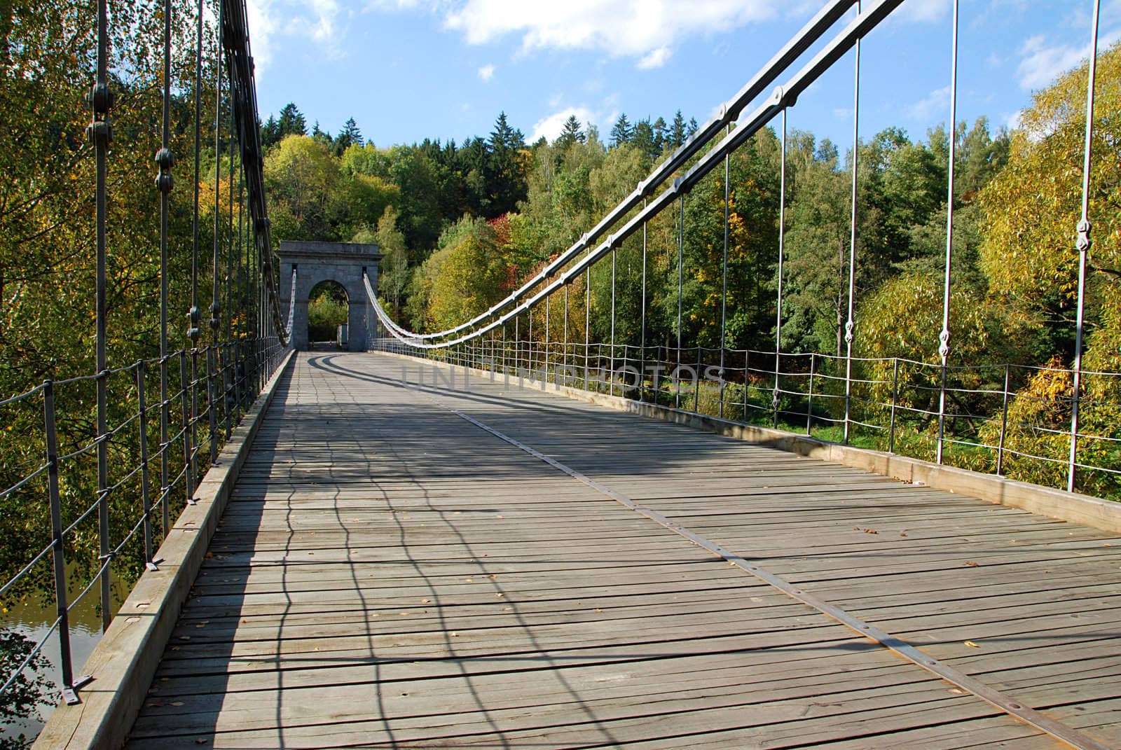 Old chain bridge in the Czech town Stadlec