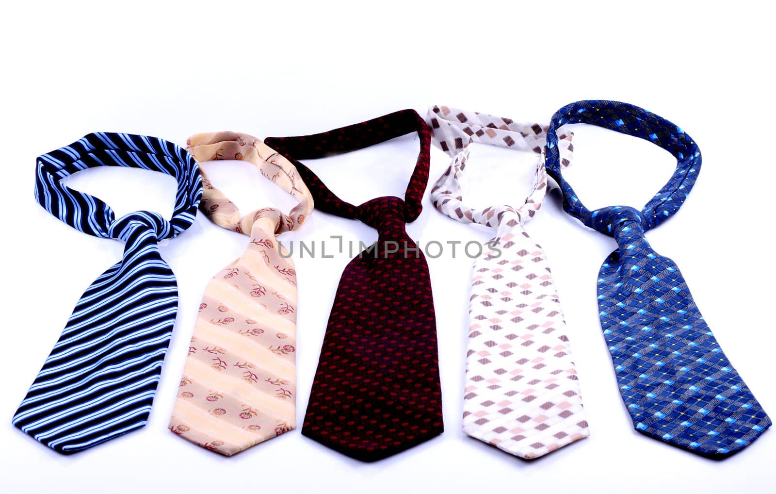 five ties isolated