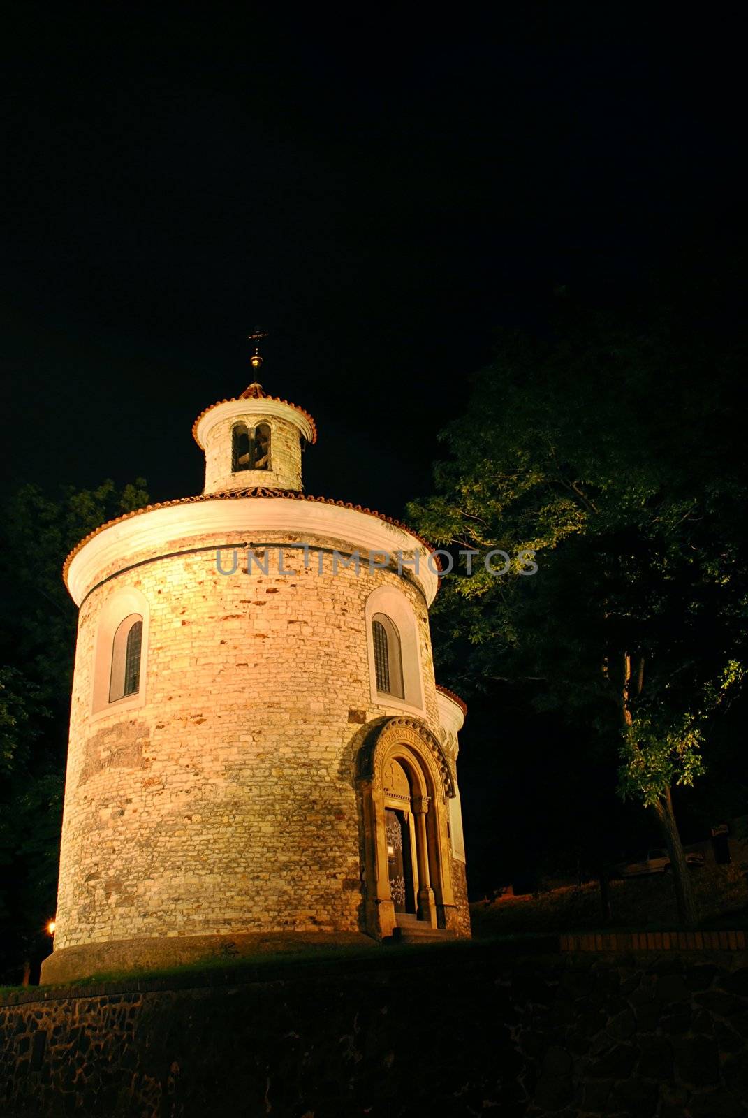 Rotunda of St. Martin in Prague at night