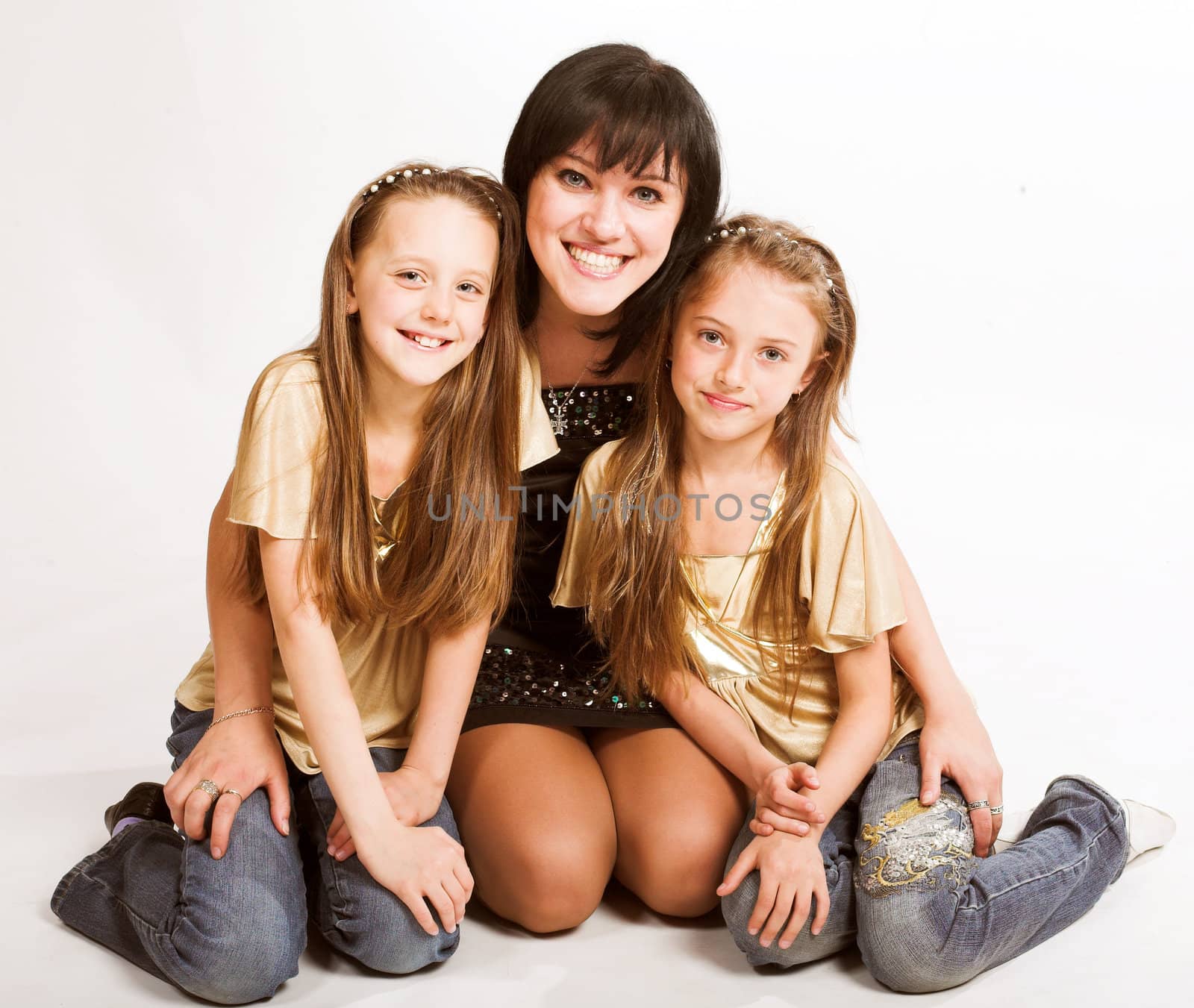 Happy mother with two daughters