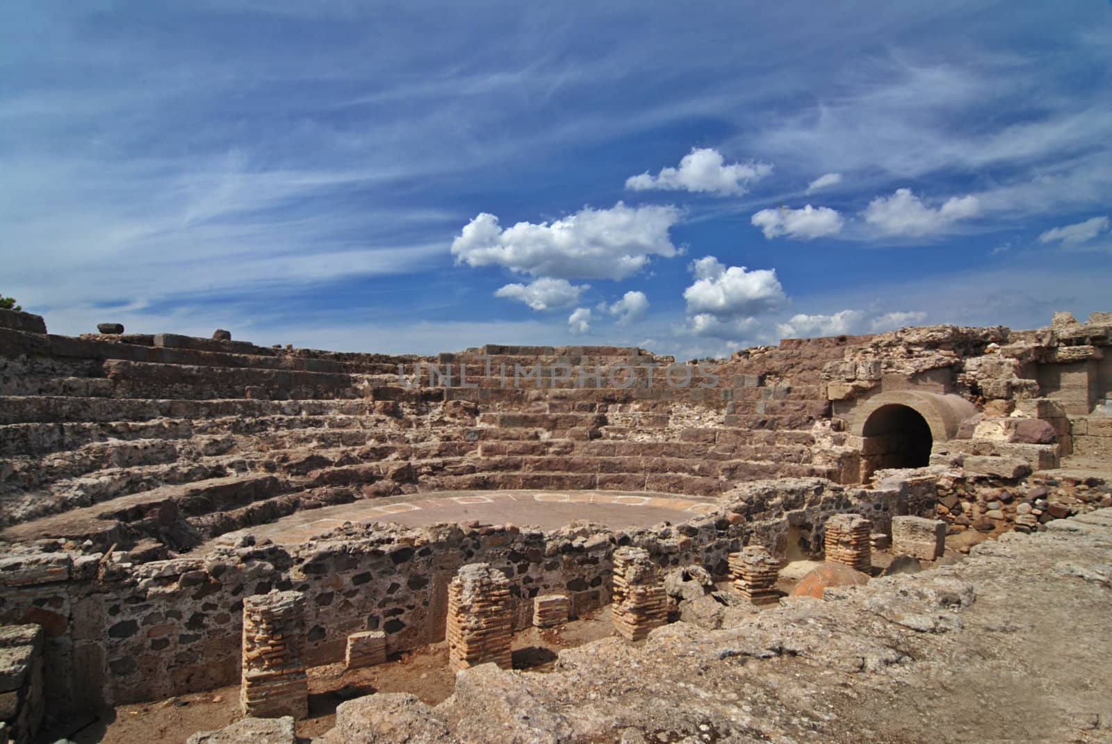 Ancient roman Amphiteater in Sardinian town of Nora