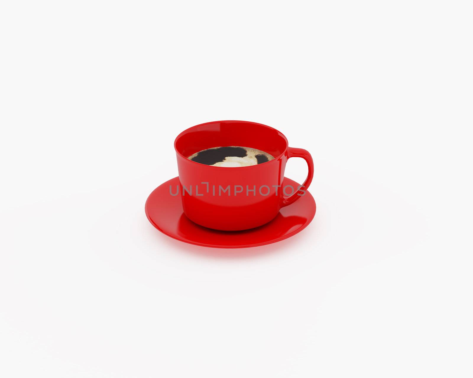 White cup against white background. 3d work.