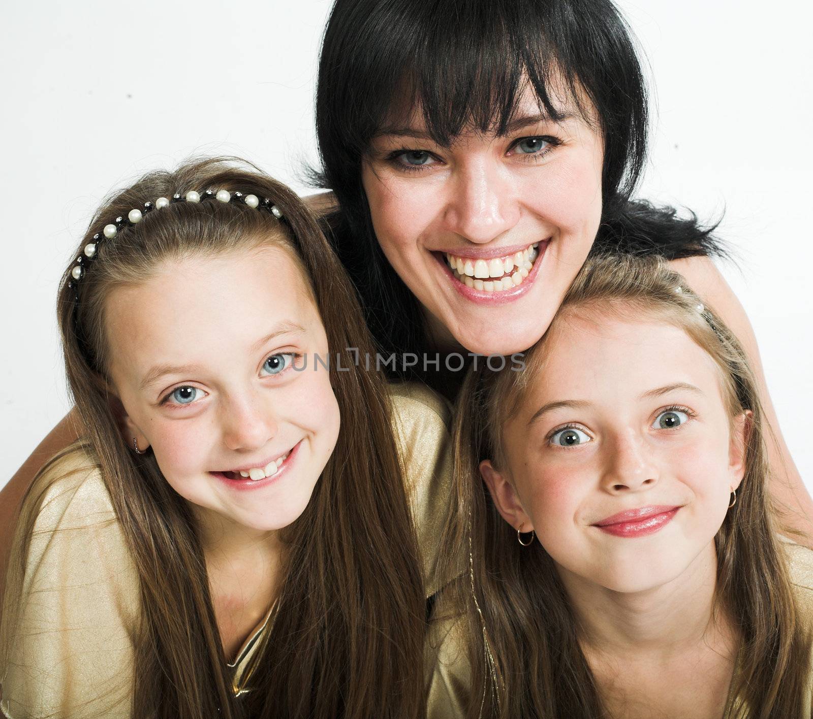 Happy mother with two daughters