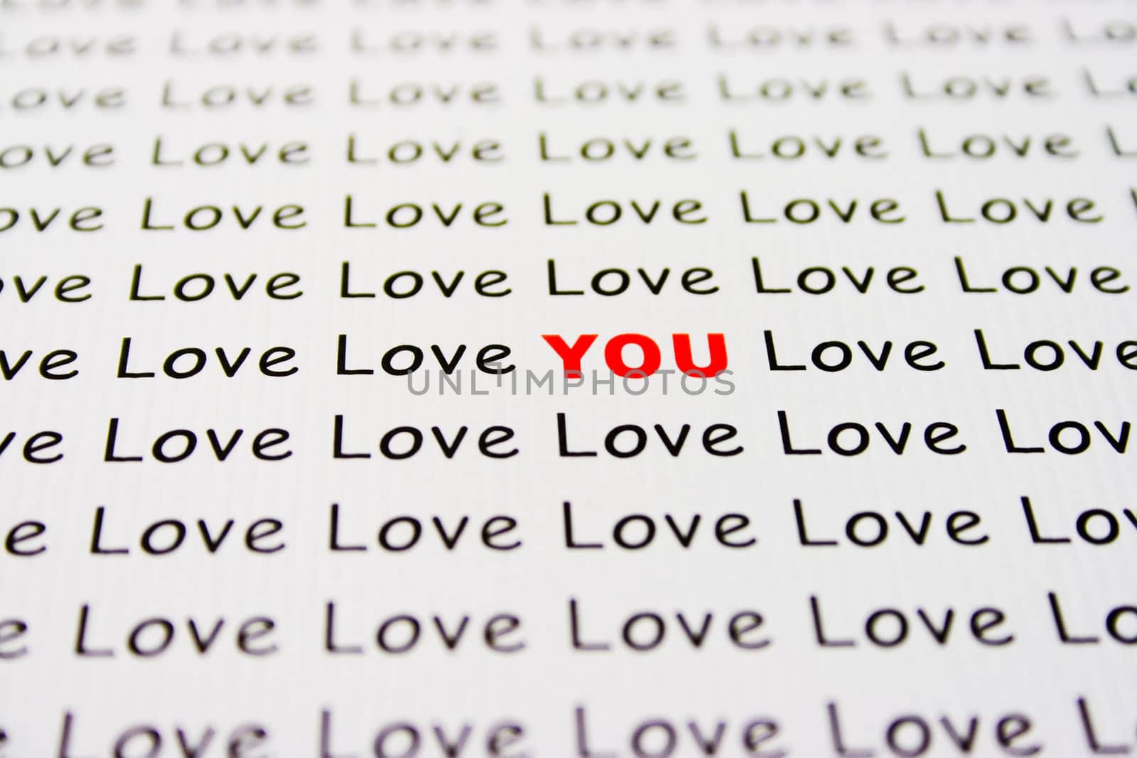 An original Love You inscription on white paper