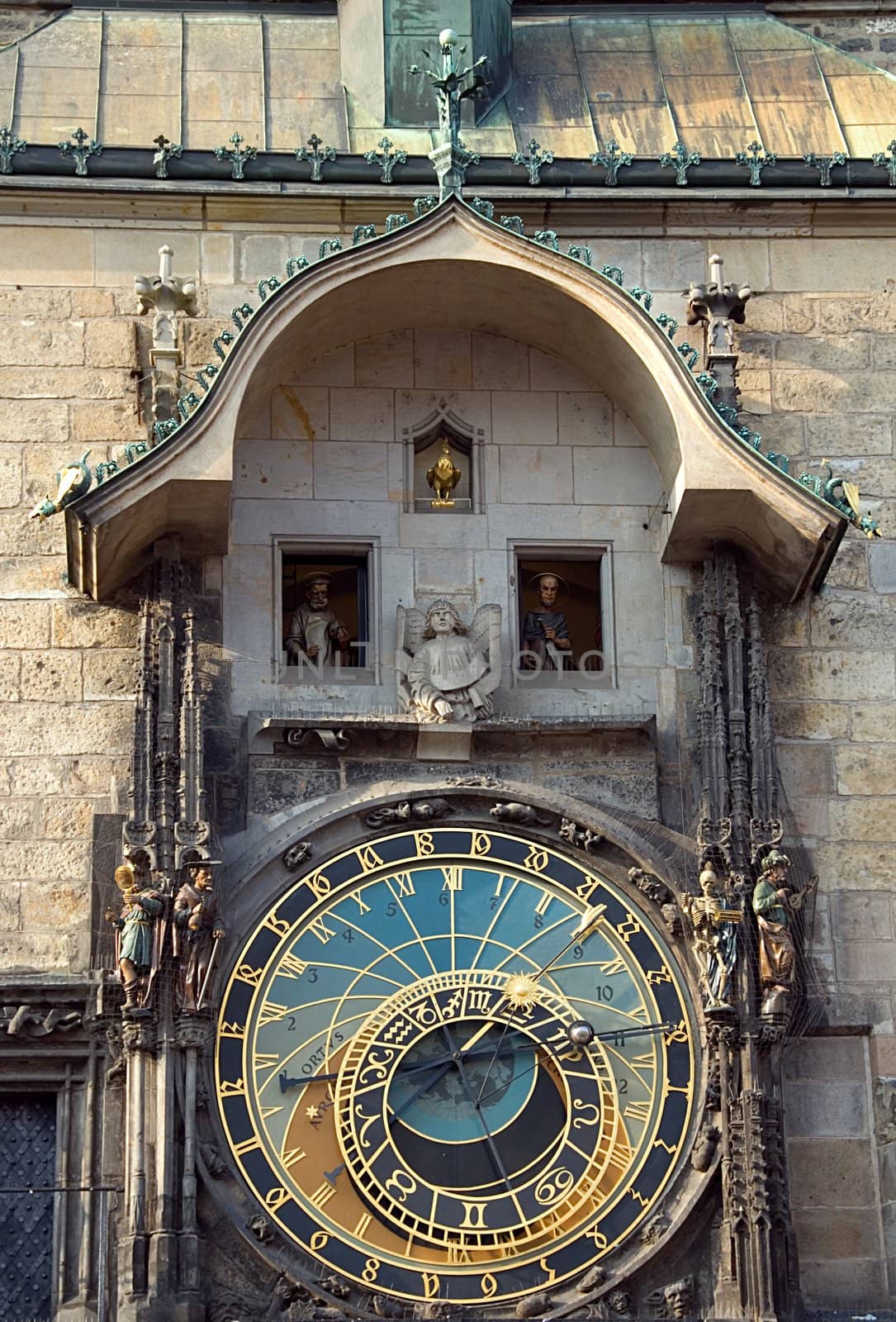 Famous astronomical clock on the Old town square in Prague