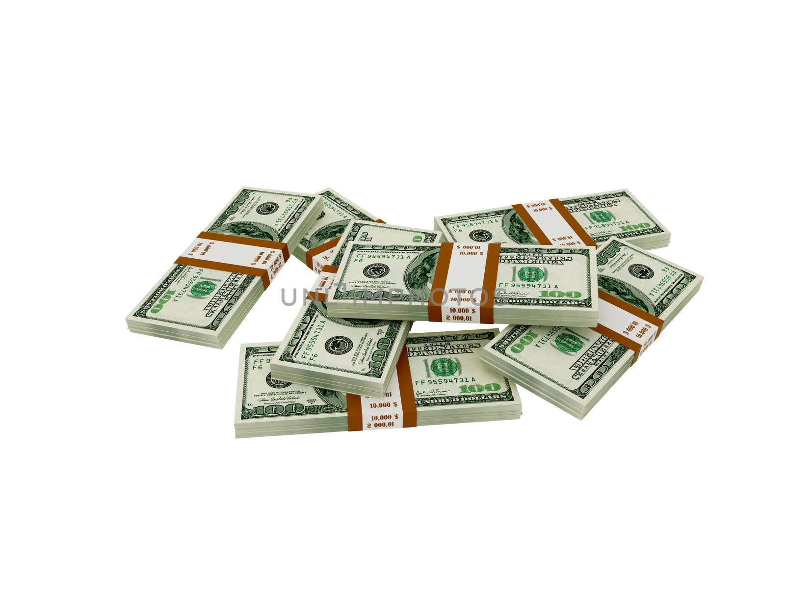 High resolution image dollar. 3d illustration over white backgrounds.