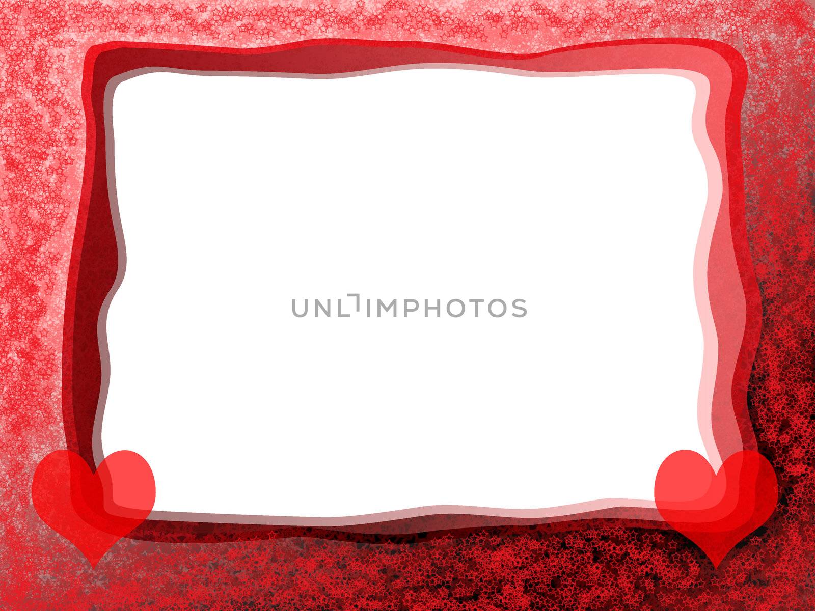 Elegant Romantic Red Hearts Frame with Blank White Background