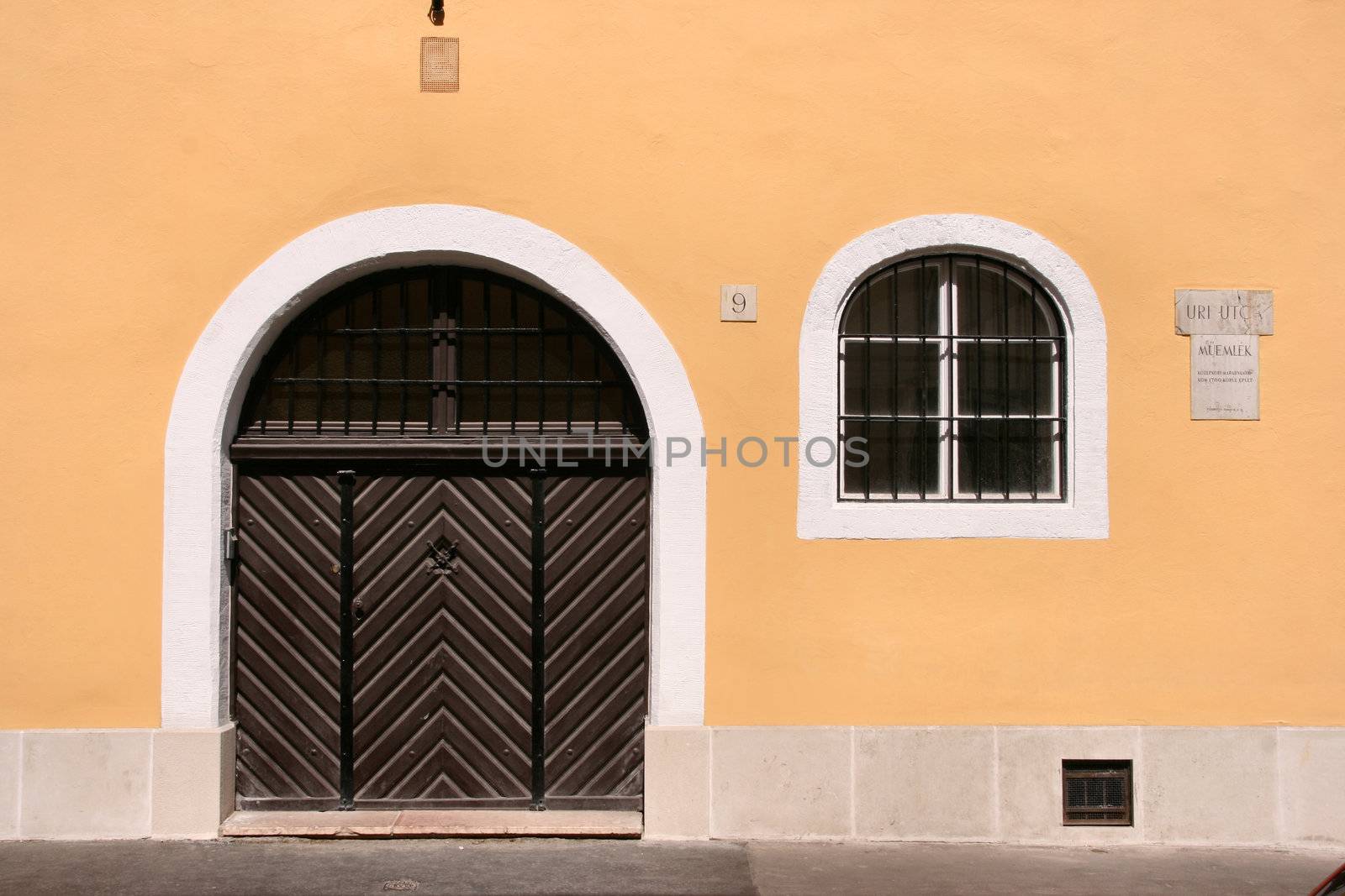 Door and window in Budapest, Hungary.