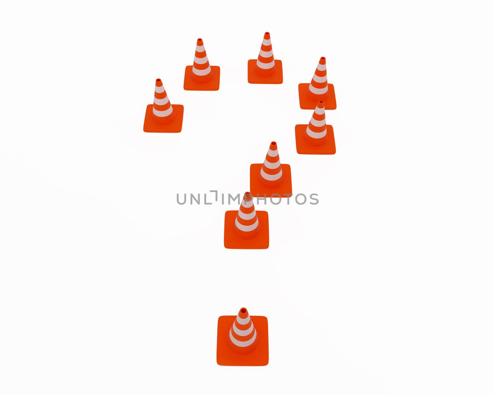 High resolution image of traffic cones. 3d illustration.