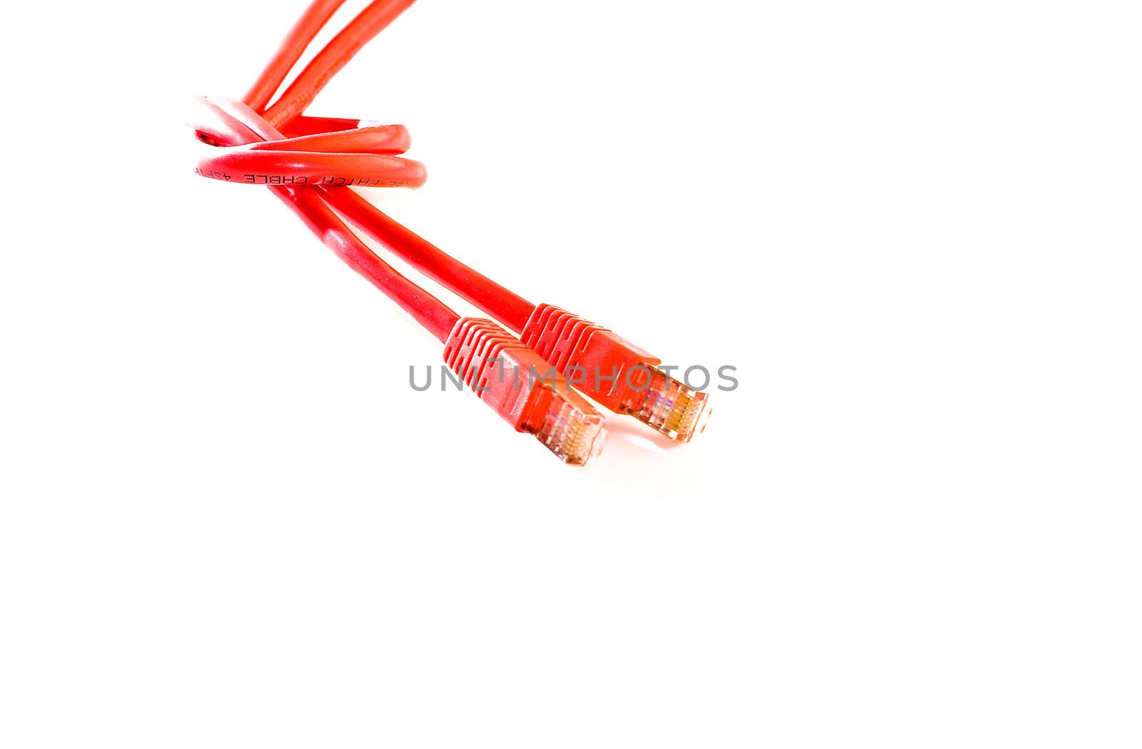 Orange Network Cable on White