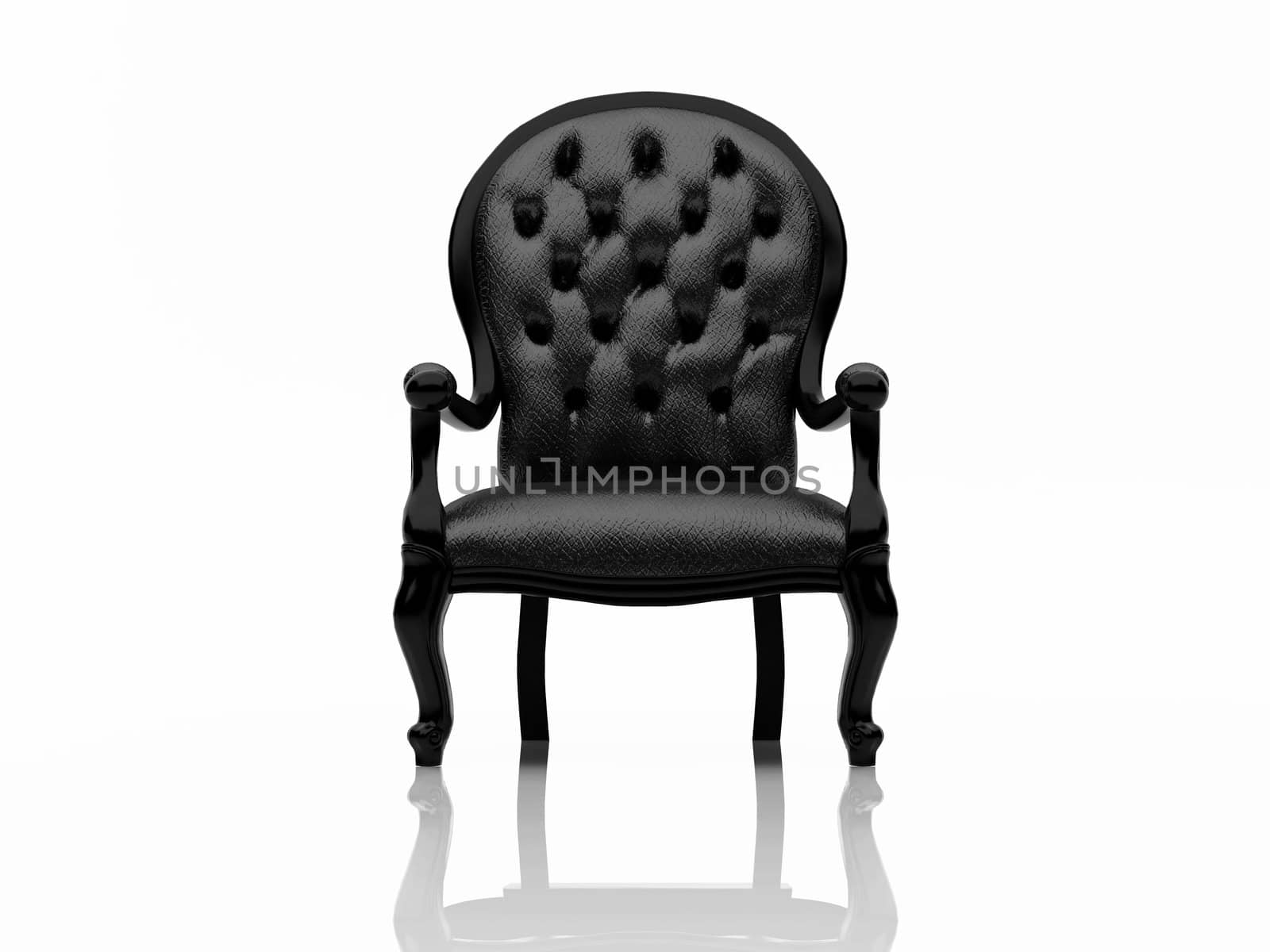 High resolution image white armchair. 3d illustration over  white backgrounds.