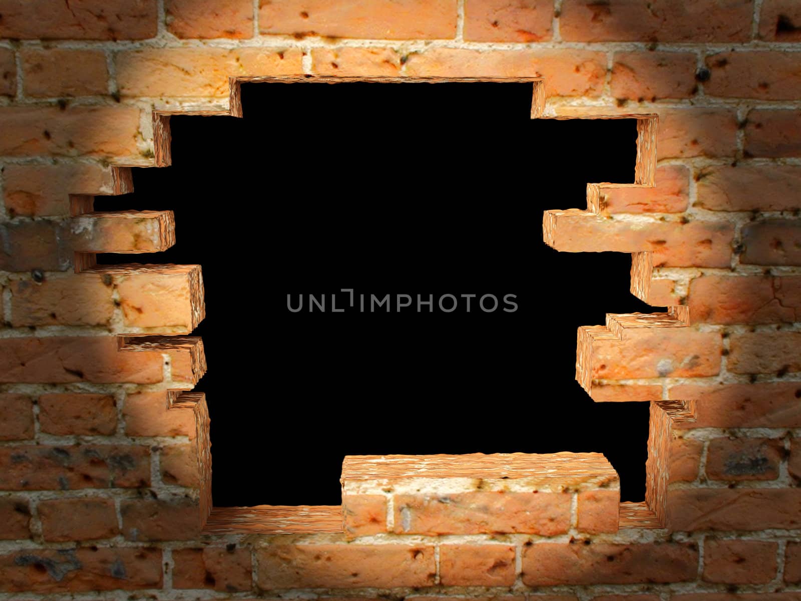 High resolution image wall.  3d illustration over black backgrounds.