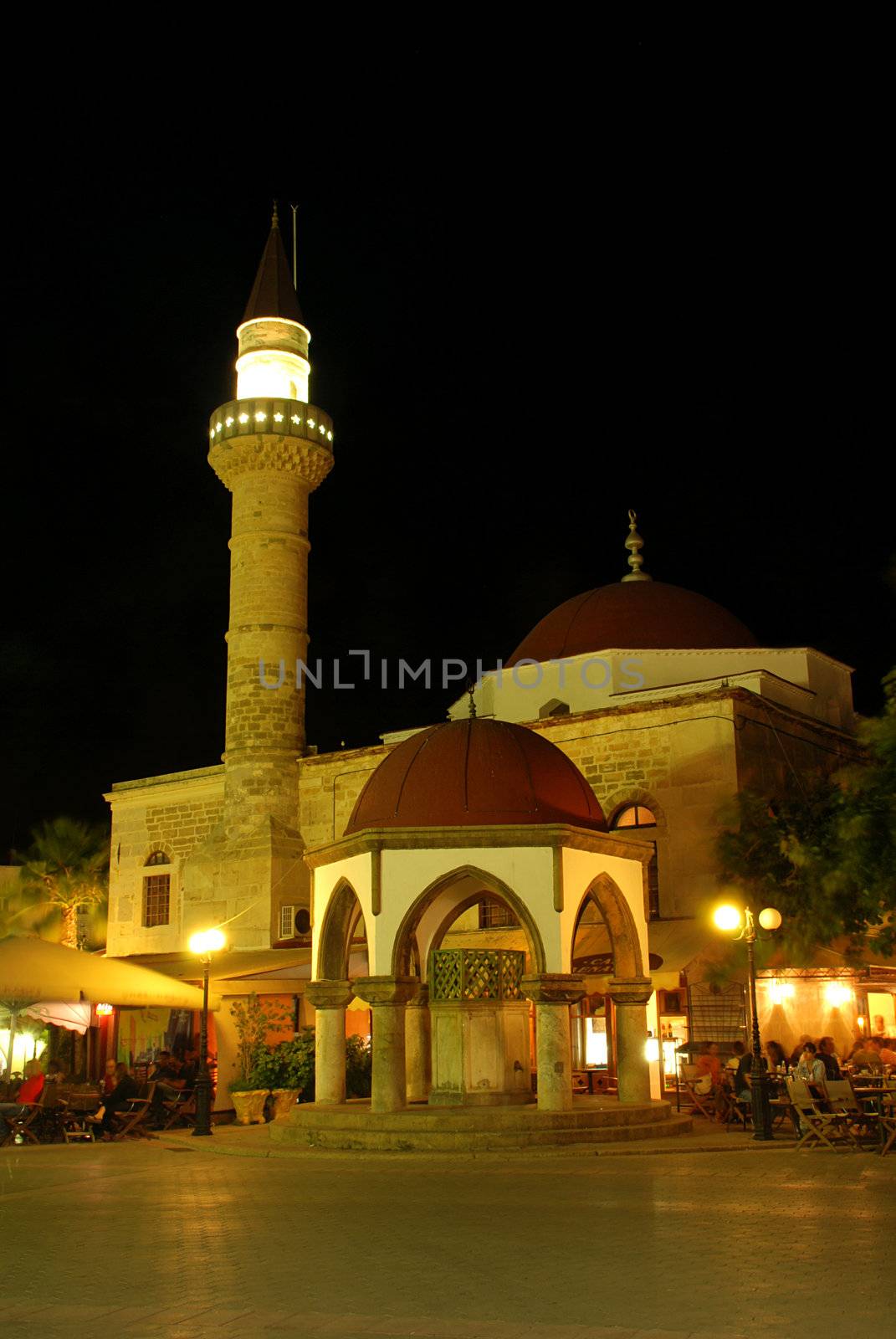 Mosque in the night with long exposure
