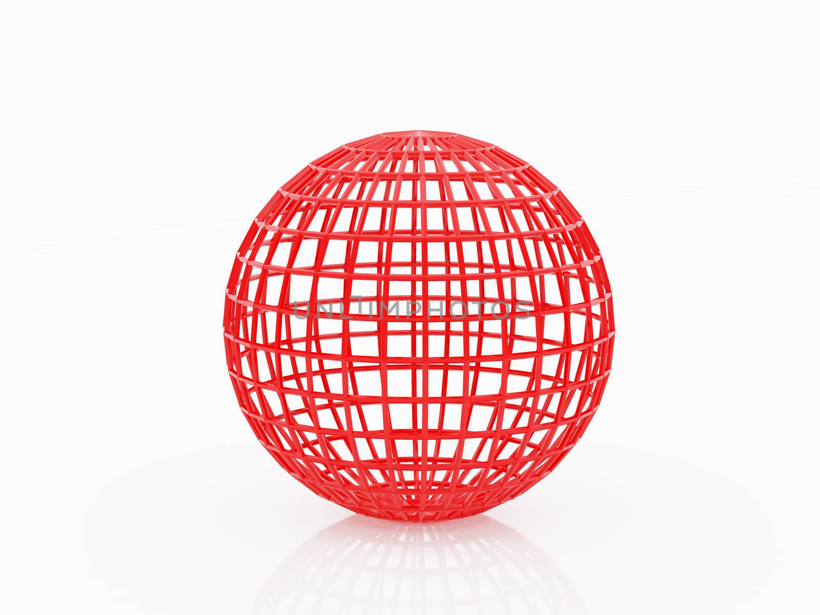 High resolution image red  sphere. 3d illustration over  white backgrounds.