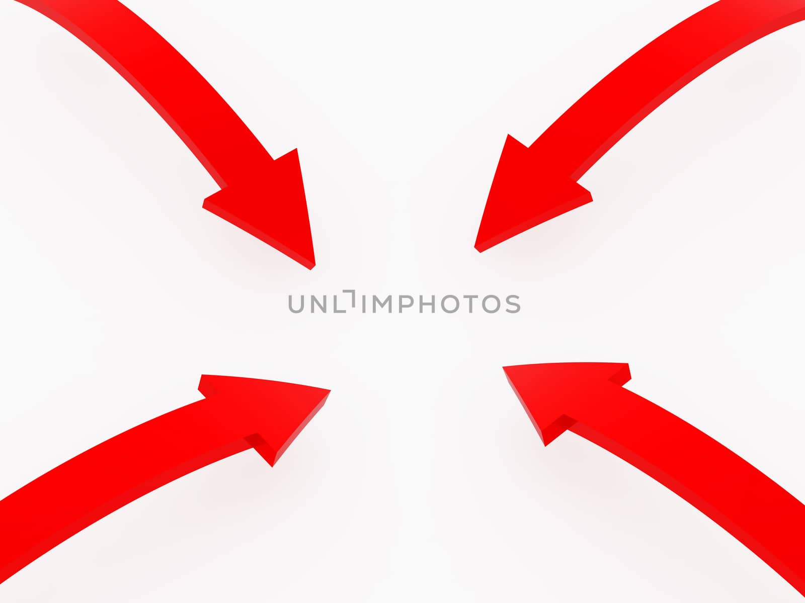 High resolution image red arrow. 3d illustration over  white backgrounds.