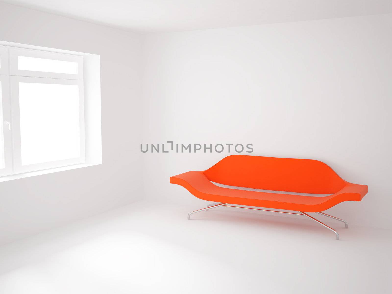 High resolution image 3d room with a sofa. 3d illustration. 