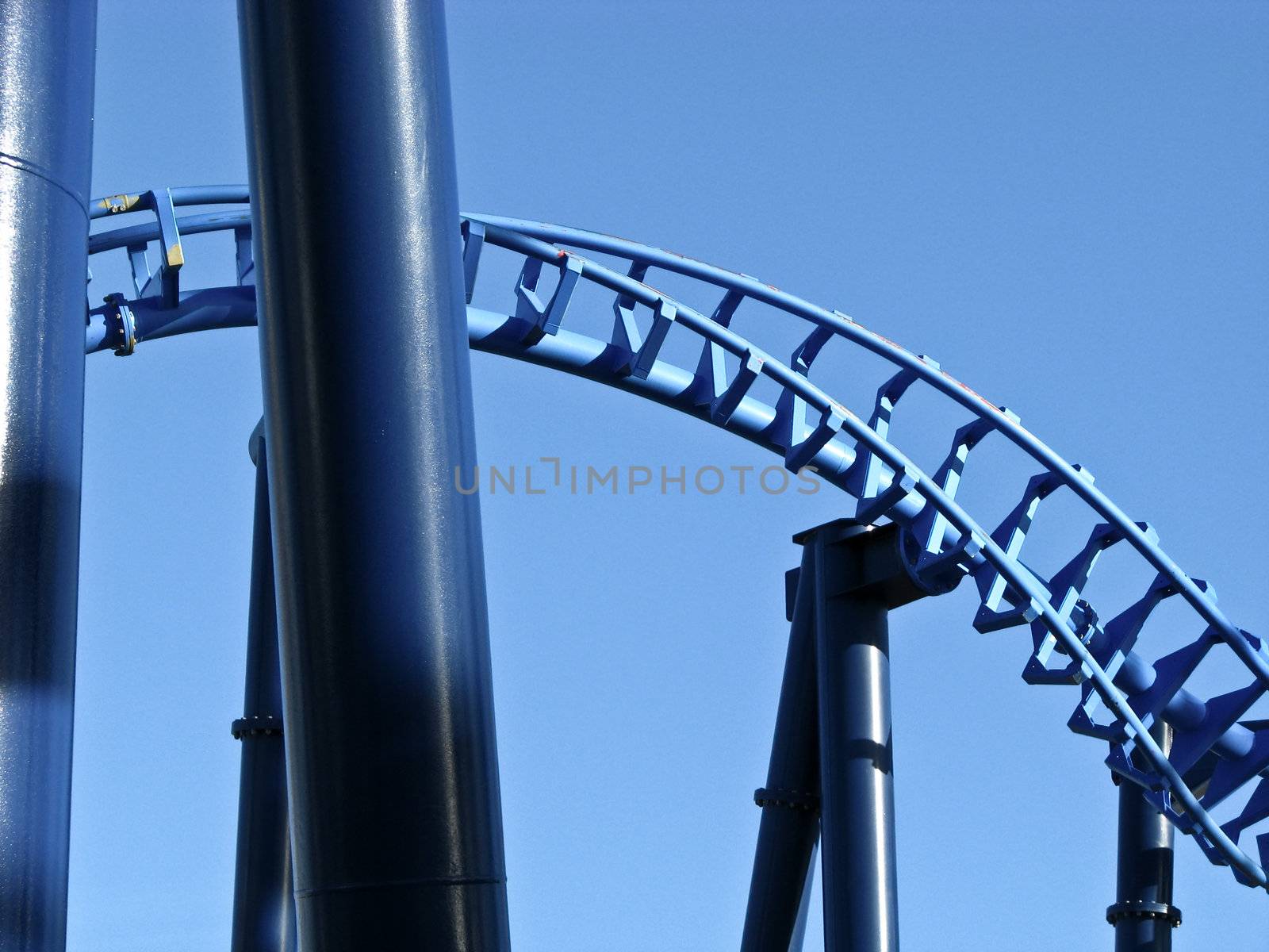 steel roller coaster construction close-up