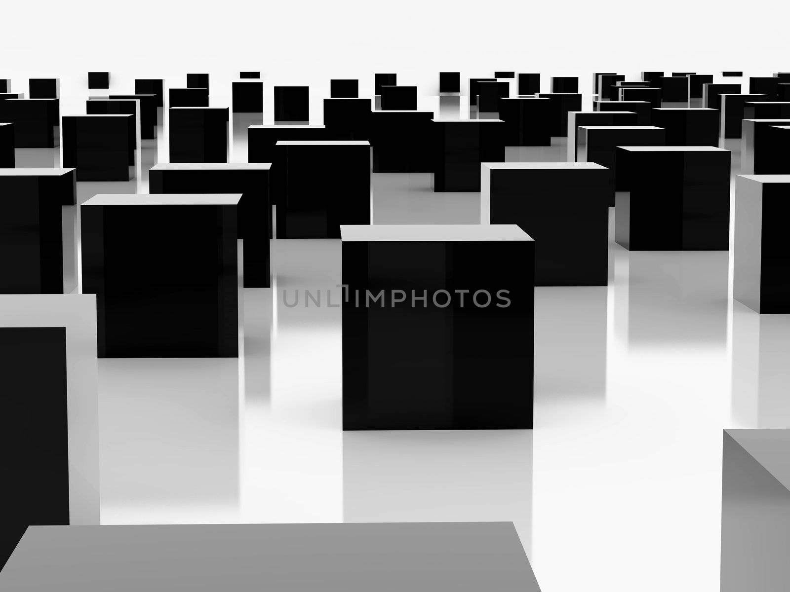 High resolution image  black cube. 3d illustration over  white backgrounds.