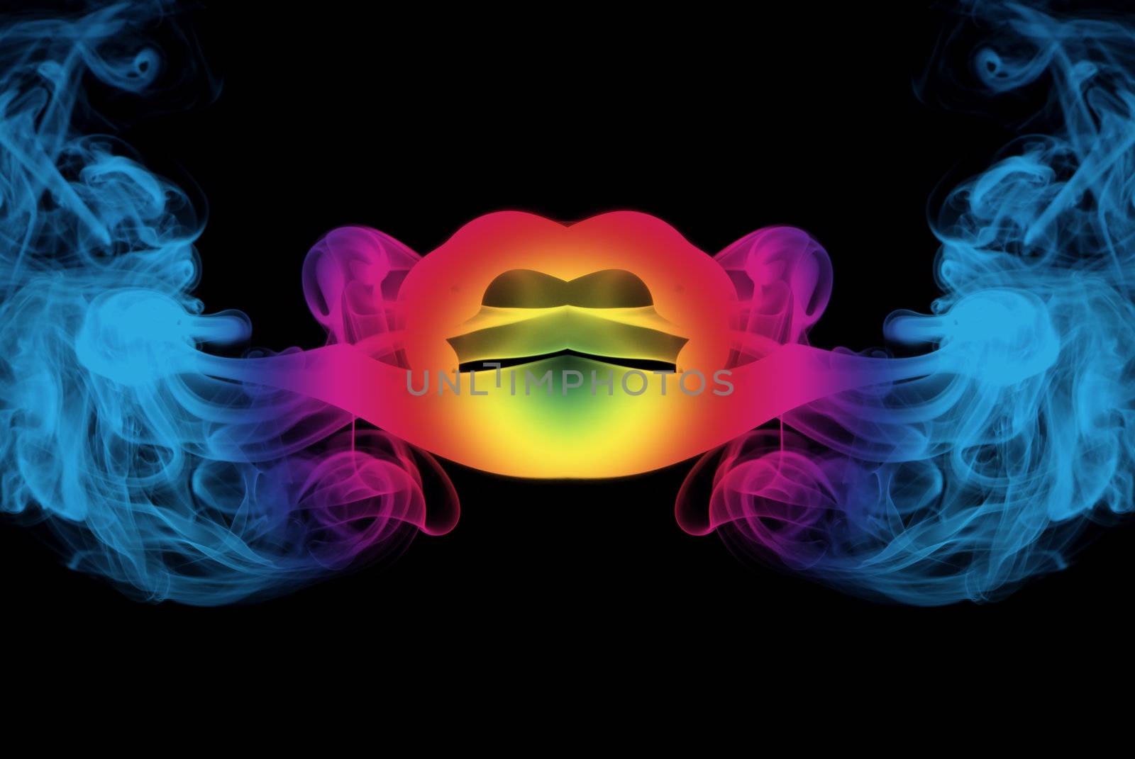 smoke with colors in black background