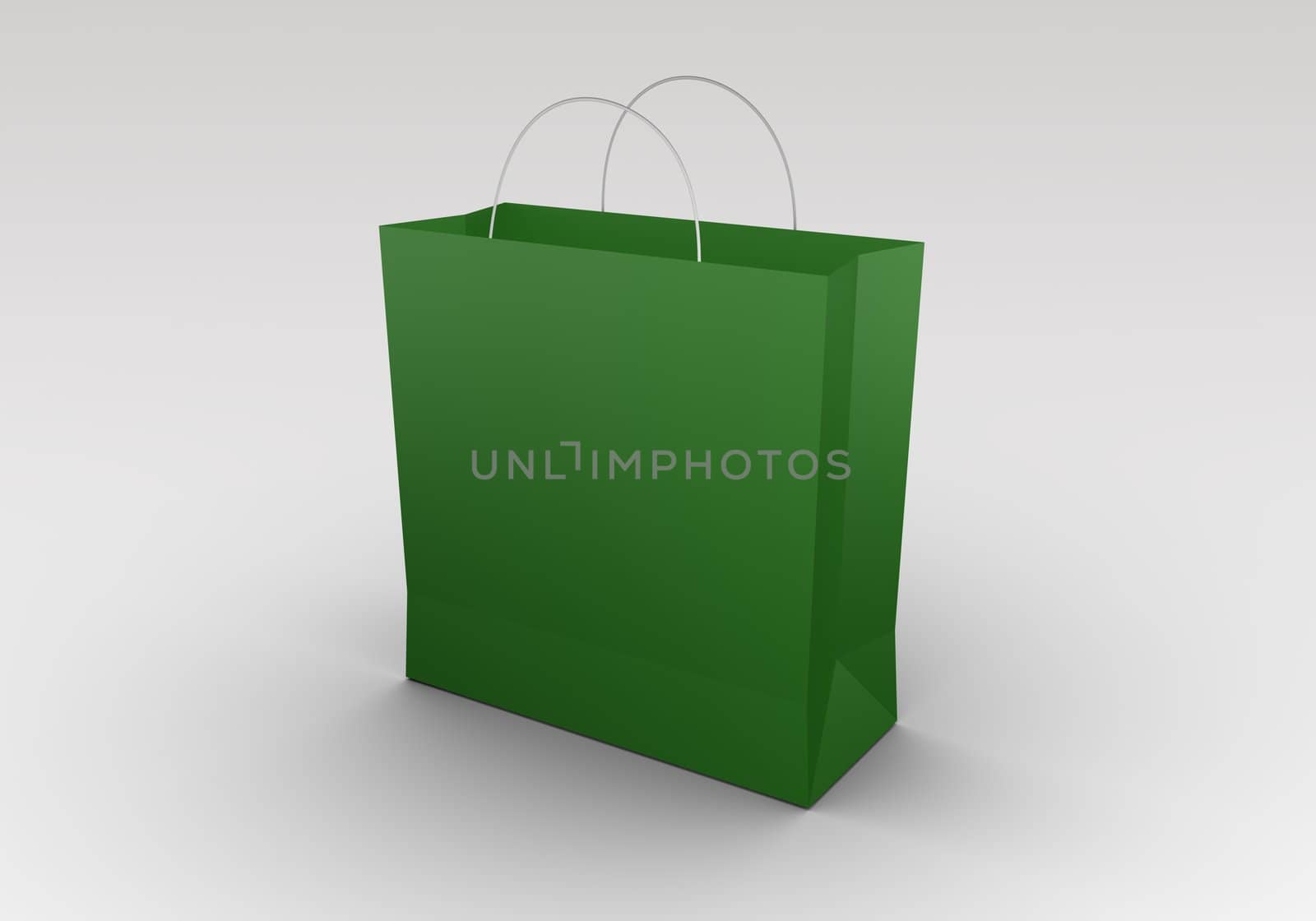 Green shopping bag. High quality 3D rendered image.
