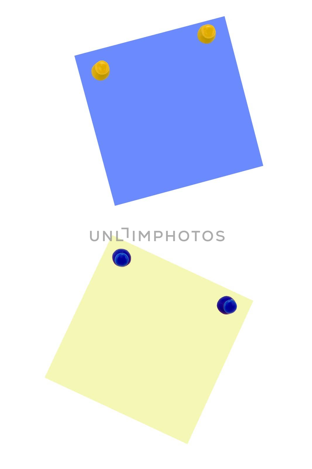 Two notes attached with colored pins