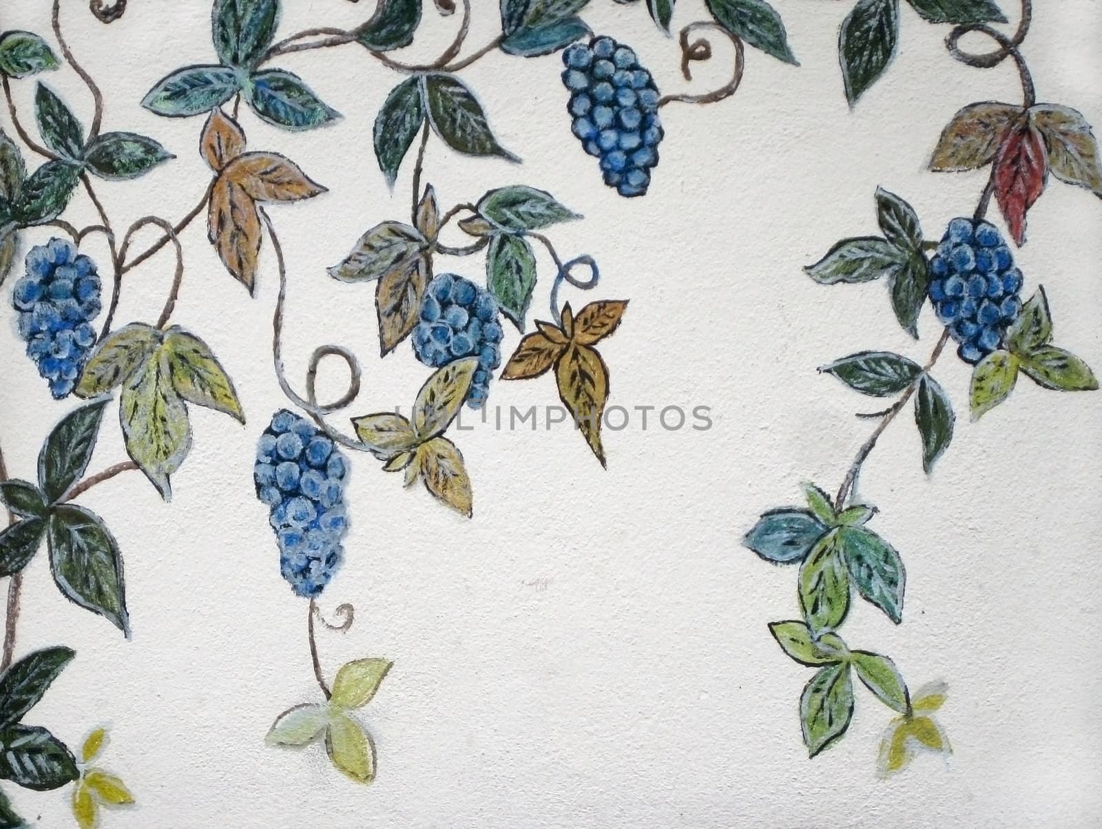 Wall-painting winegrowing background