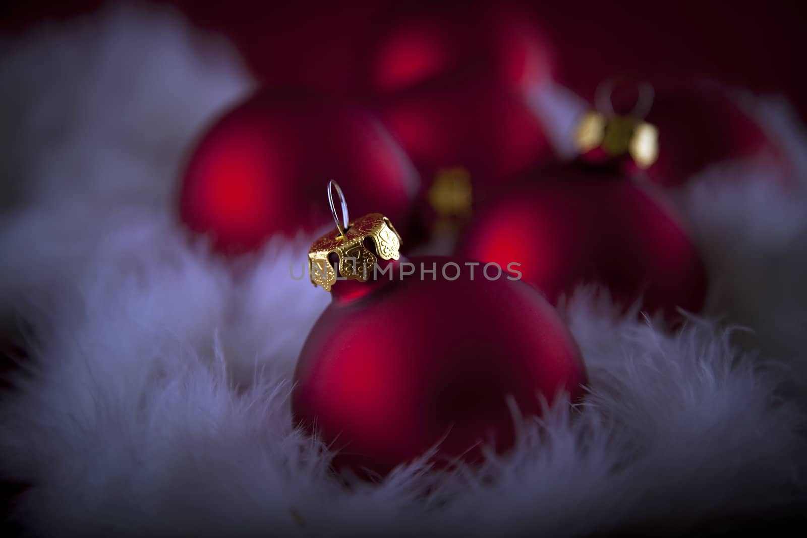 Red christmas baubles