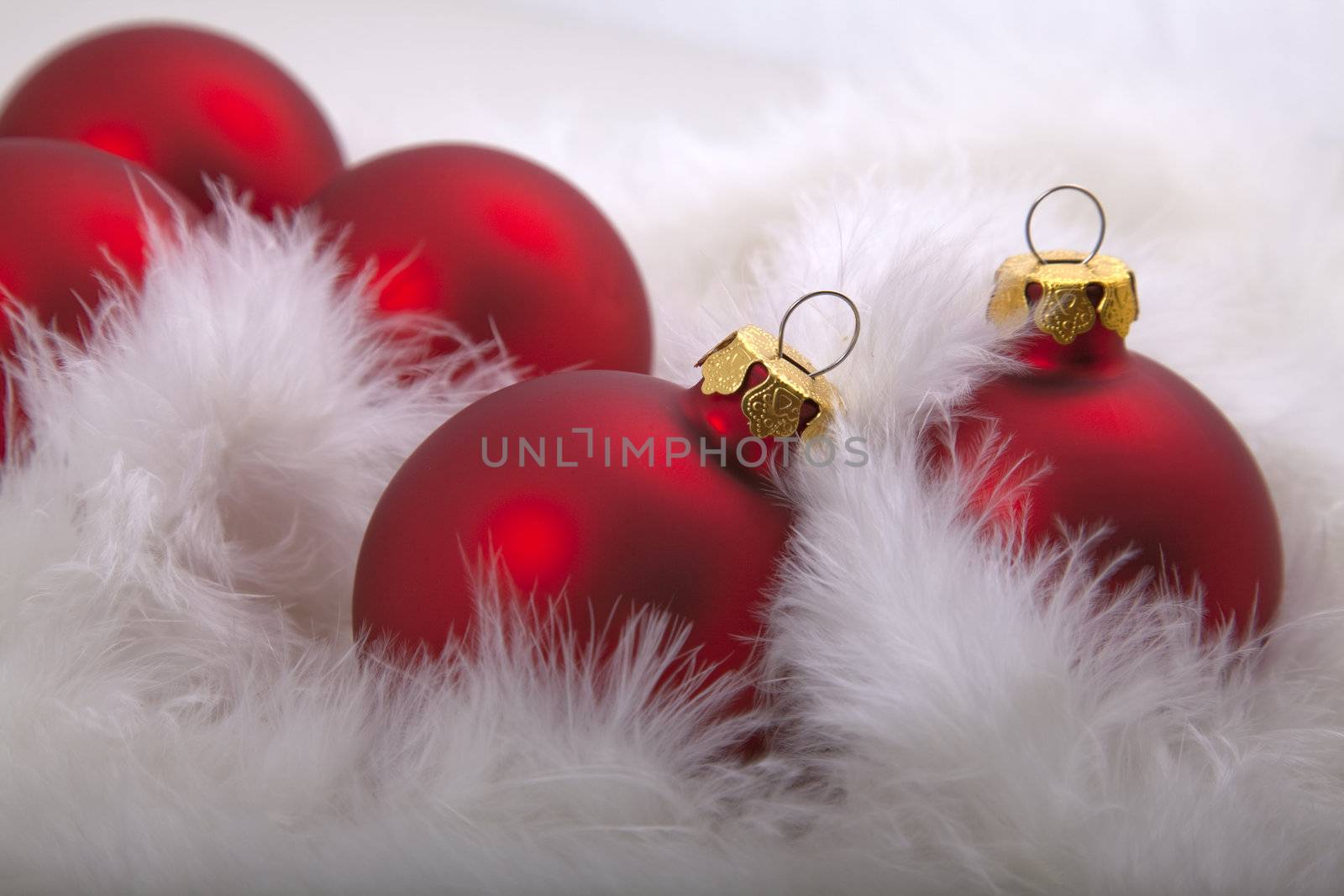 Red christmas baubles