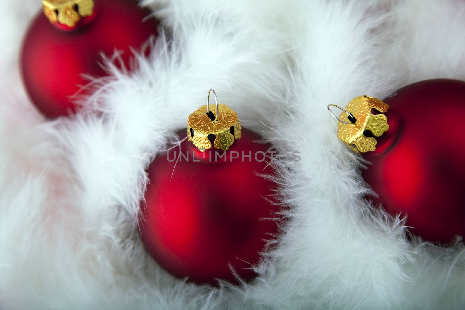 Red christmas baubles