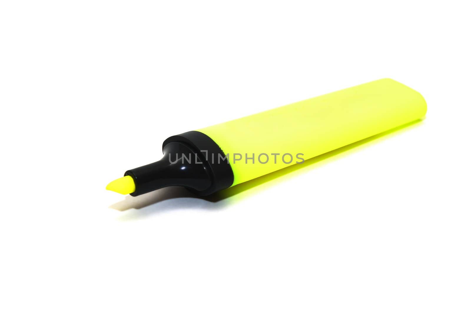 photo of the yellow marker on white background