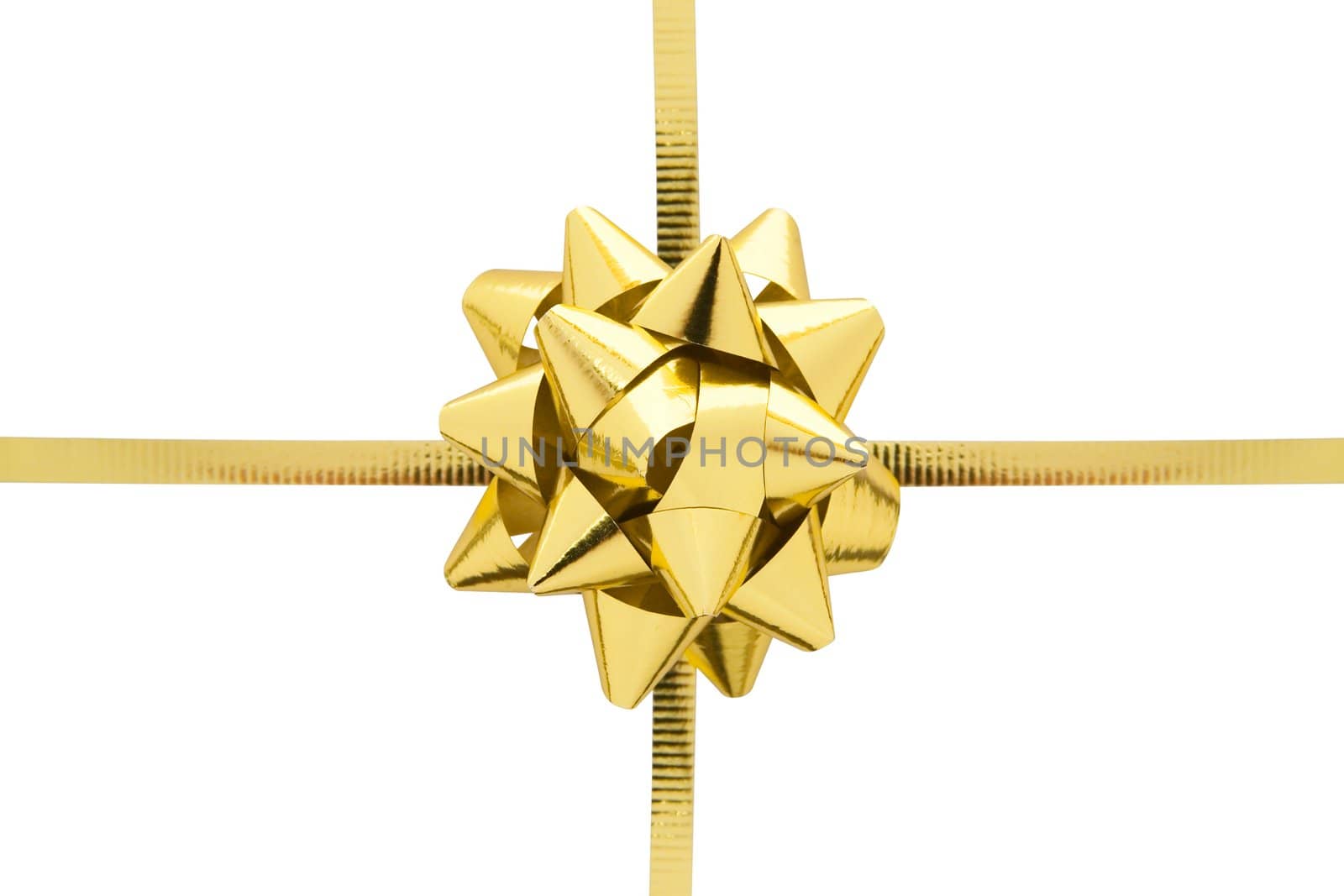 Gift ribbon and bow isolated on a white background.
