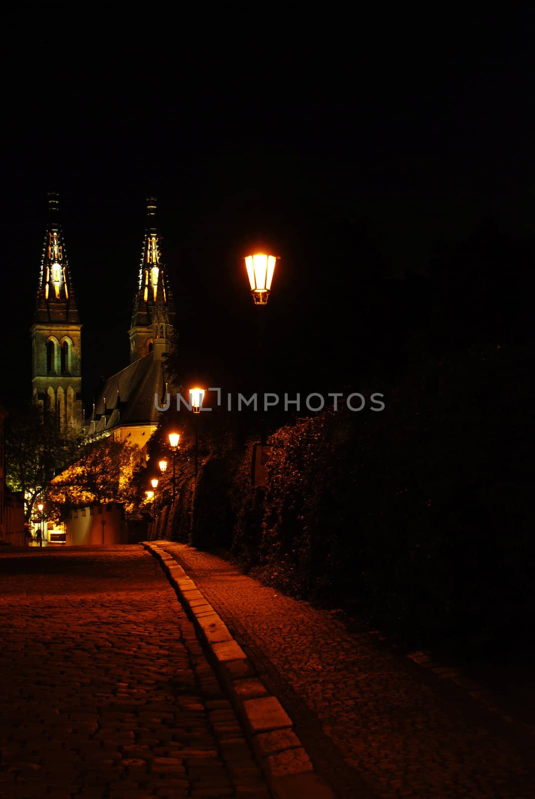 Road with lanterns and a cathedral by fyletto