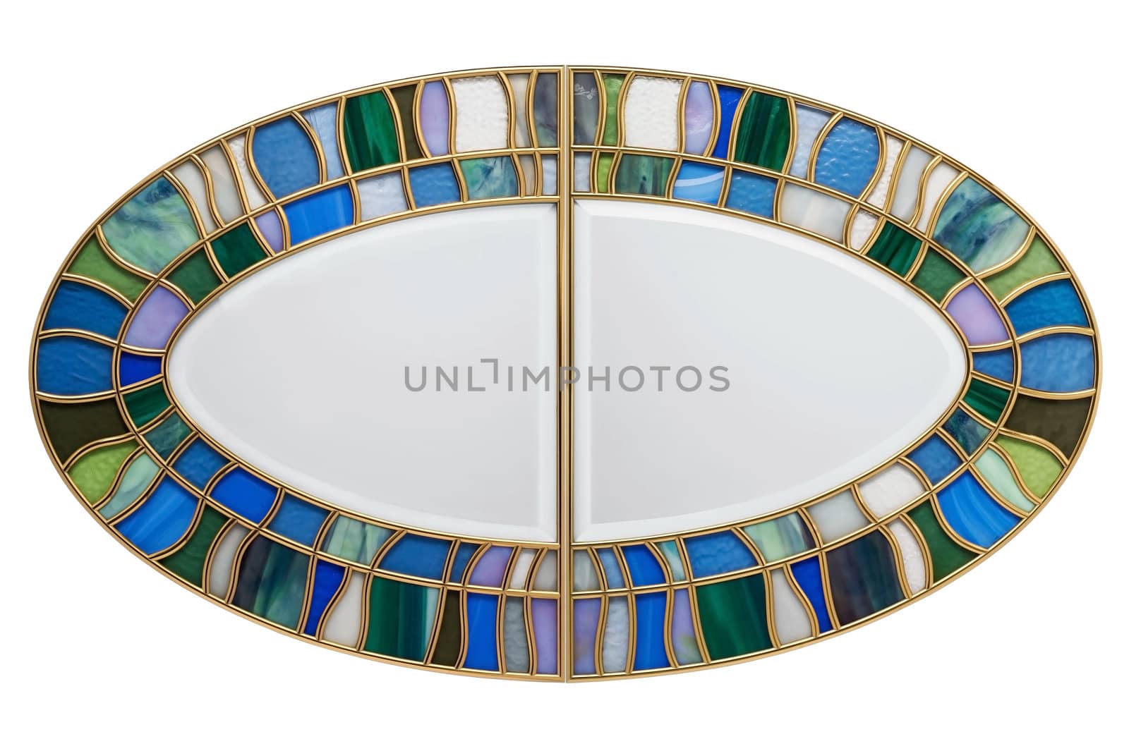 Stained glass component isolated on white background