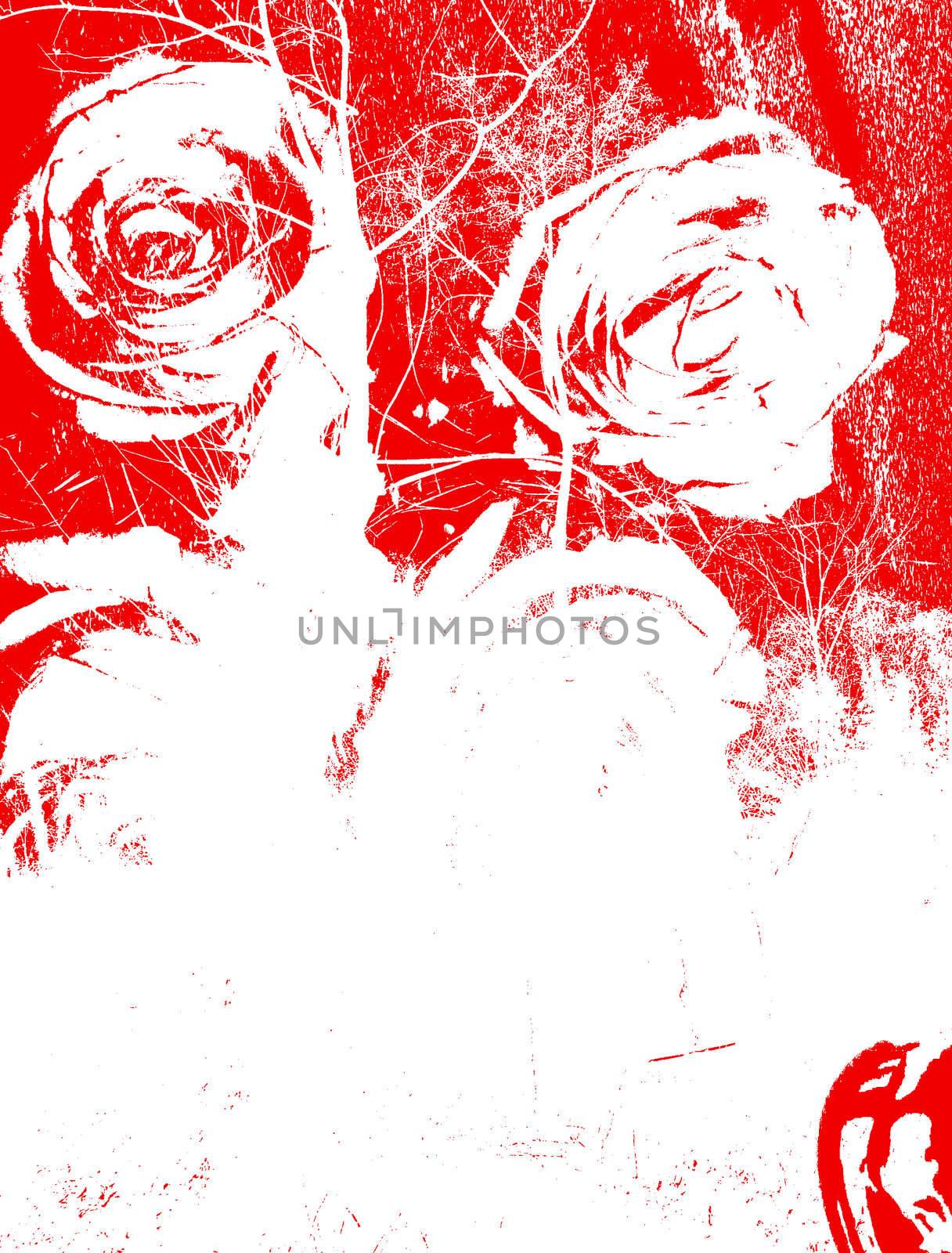 Computer designed grunge background - red roses