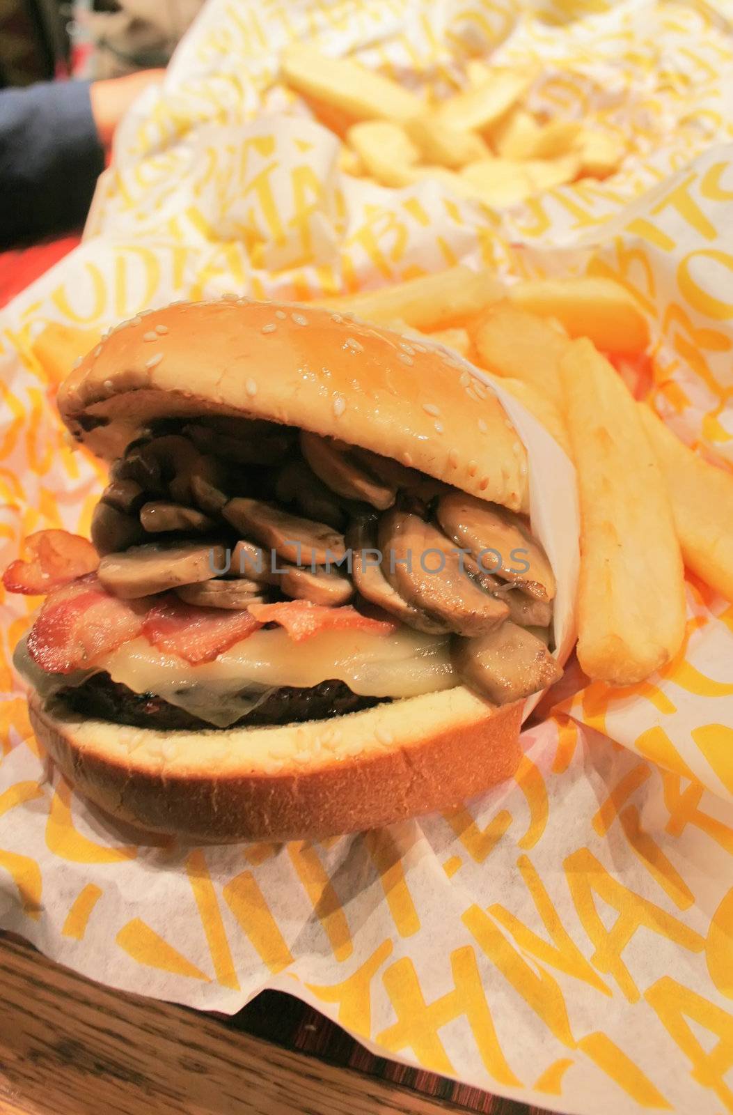 Giant Mushroom Burger and Fries