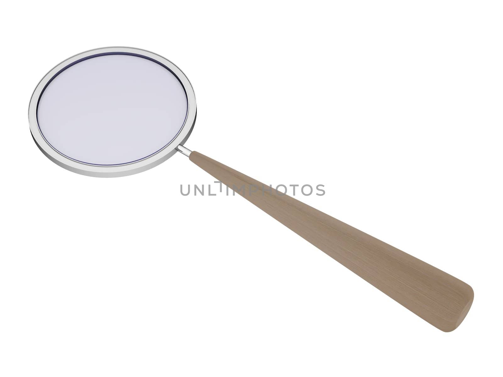 Loupe. Magnifying glass. Isolated tool. 3D image.