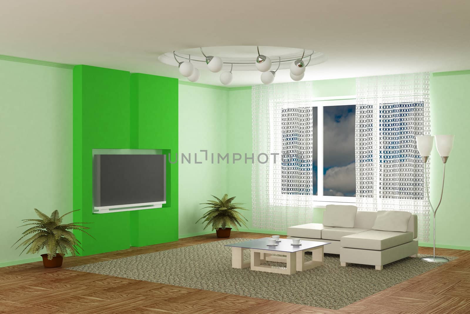 Interior of a room of rest. 3D image by ISerg