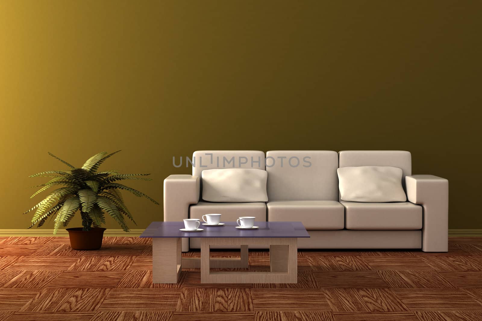 Interior of a living room. 3D image. by ISerg