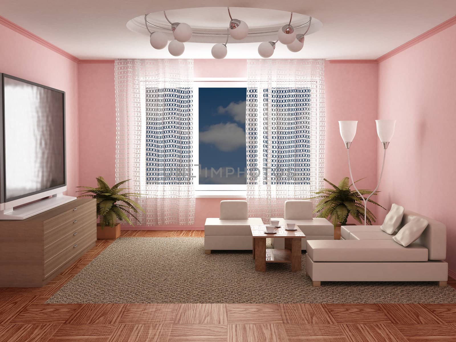 Interior of a room of rest. 3D image