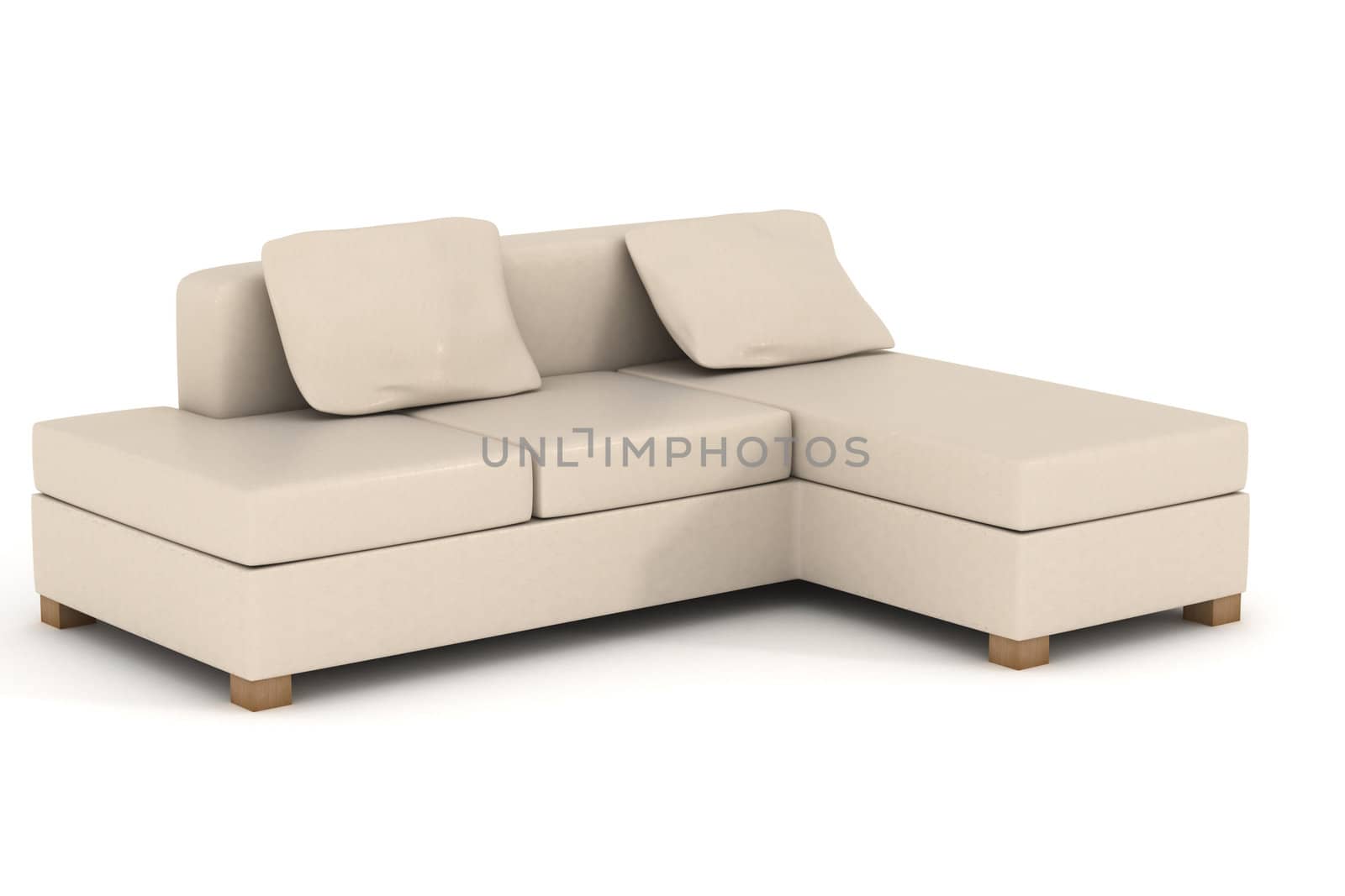 Isolated leather sofa. An interior. 3D image.