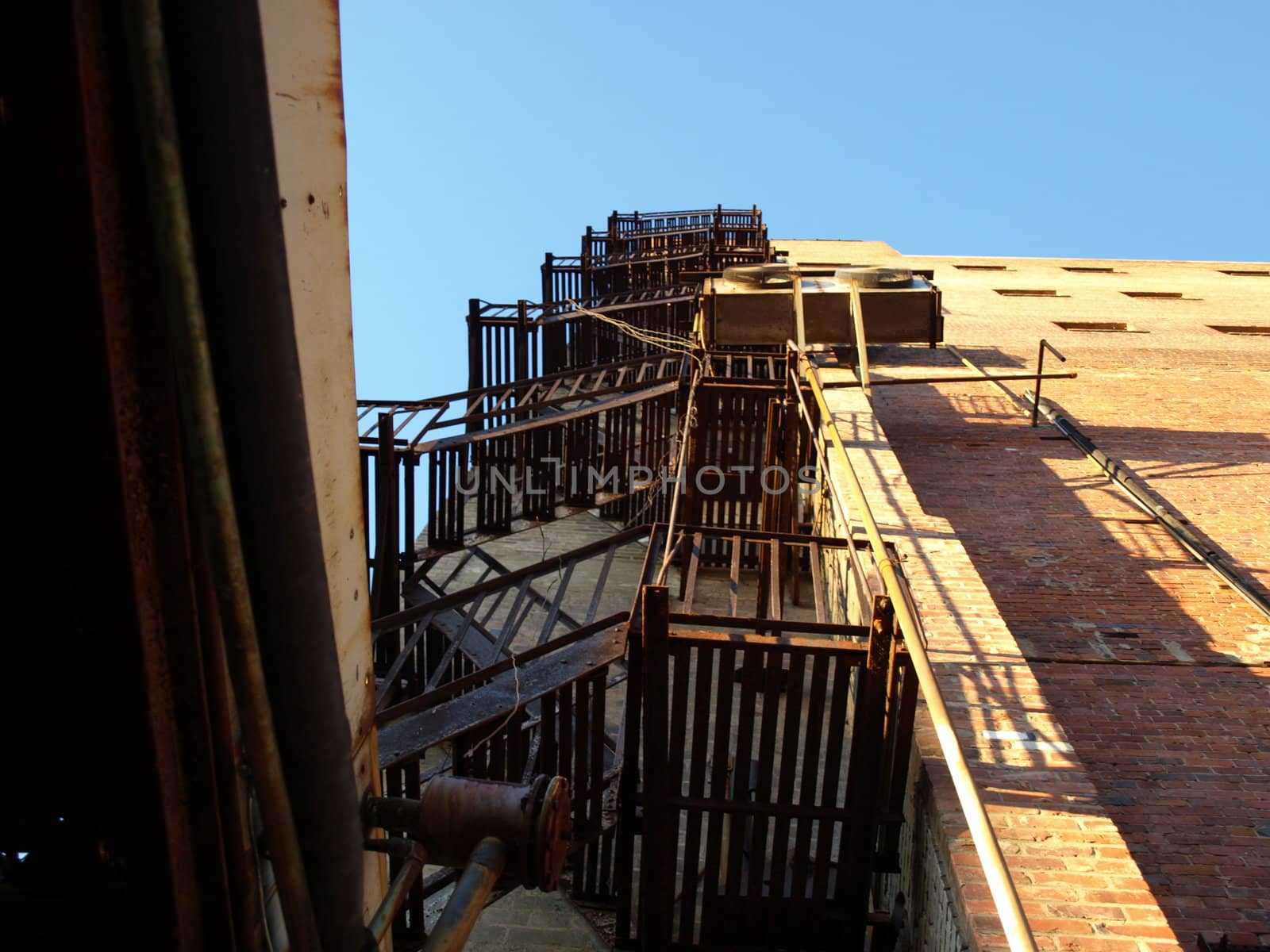 Fire escape view of building in a large city 