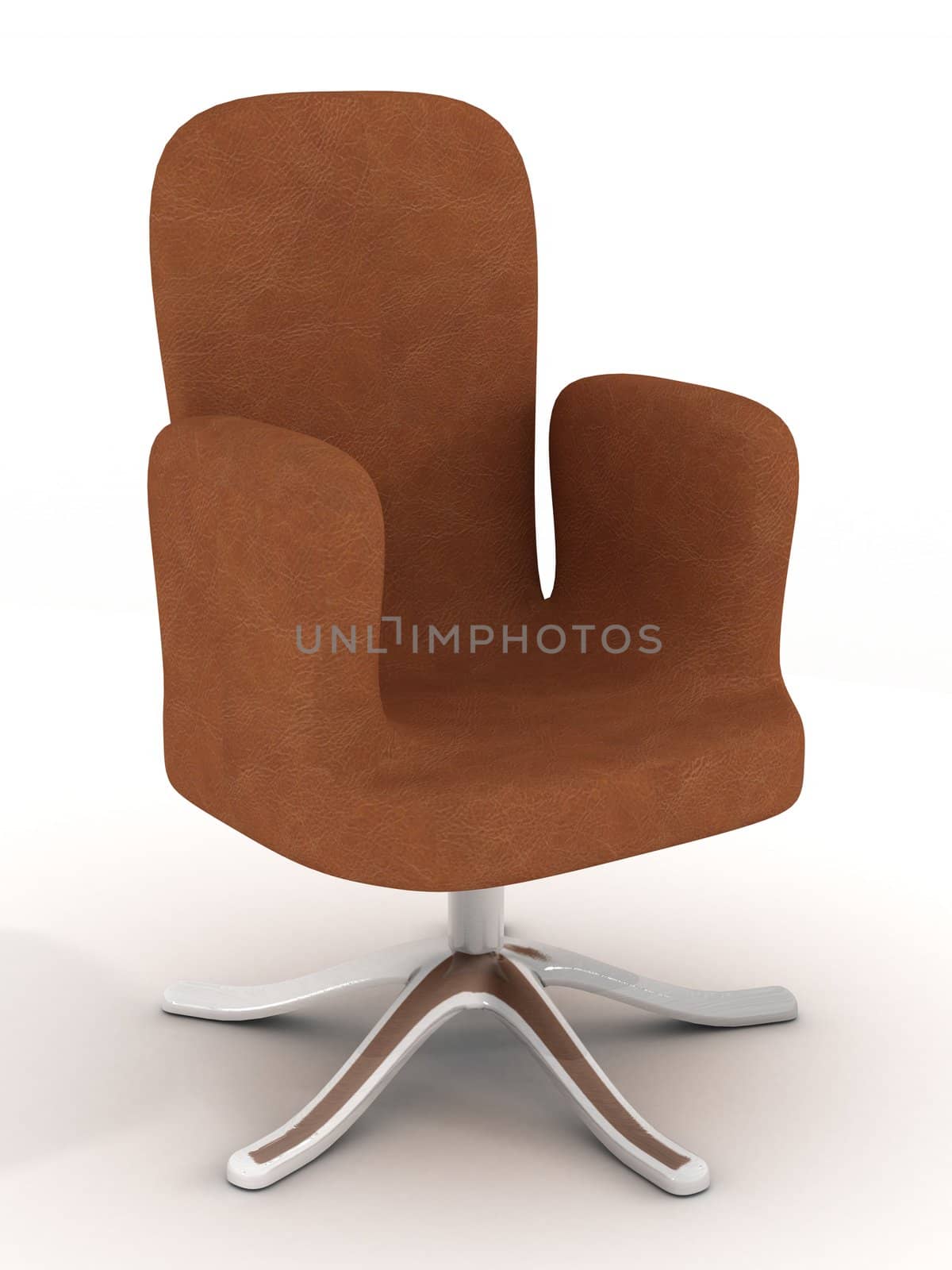 Soft armchair on a white background. 3D image.