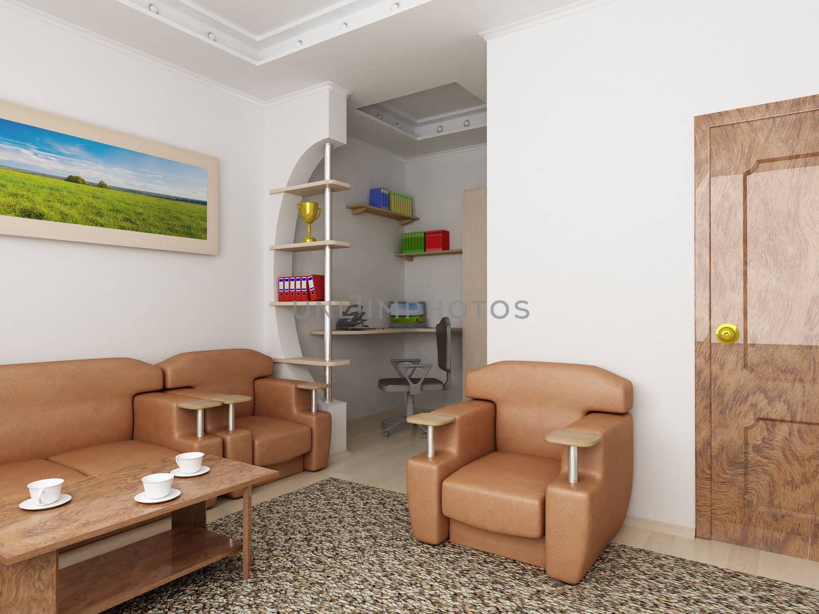 Interior of a living room. 3D image.