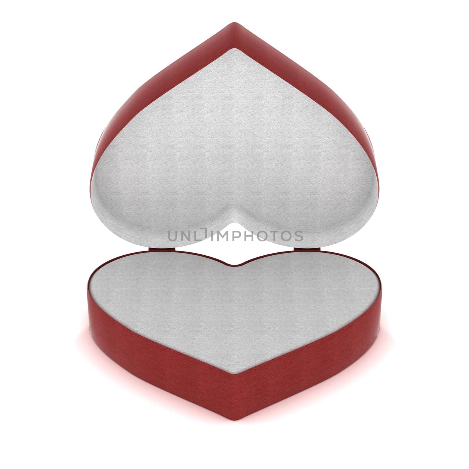 Gift box in the form of heart. 3D image.